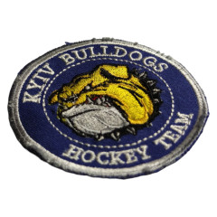 Нашивка «Kyiv Bulldogs» | Кругла  | Нашивка хокейної команди із зображенням бульдога у шоломі.