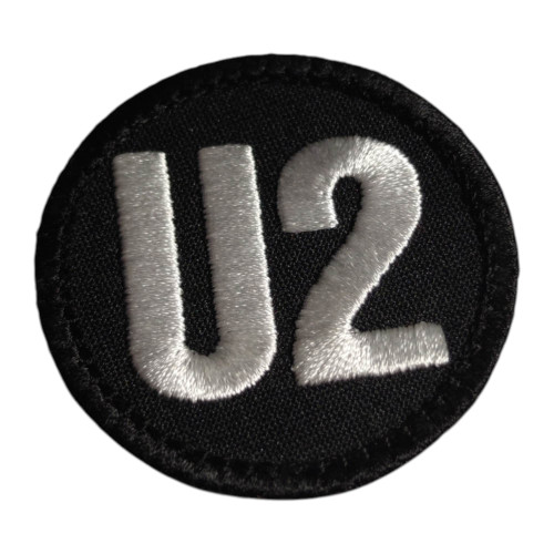 Нашивка U2 | Круглая черная | Нашивка с белой надписью «U2» (логотип рок-группы).